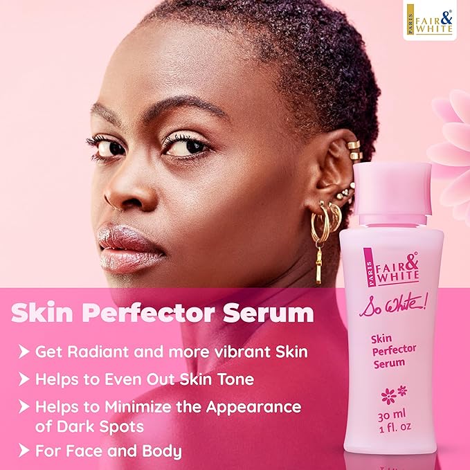 FAIR & WHITE So White Skin Brightening Serum 30ml - For Face, Elbows Knees, Feet - with Kojic Acid and Castor Oil