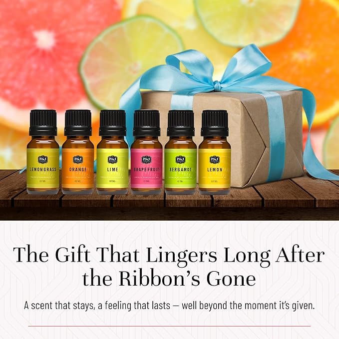 P&J Trading Citrus Set of 6 Fragrance Oils - Lemon, Lime, Orange, Bergamot, Grapefruit, Lemongrass Scents for Candle Making, Soap Making, Diffuser Oil