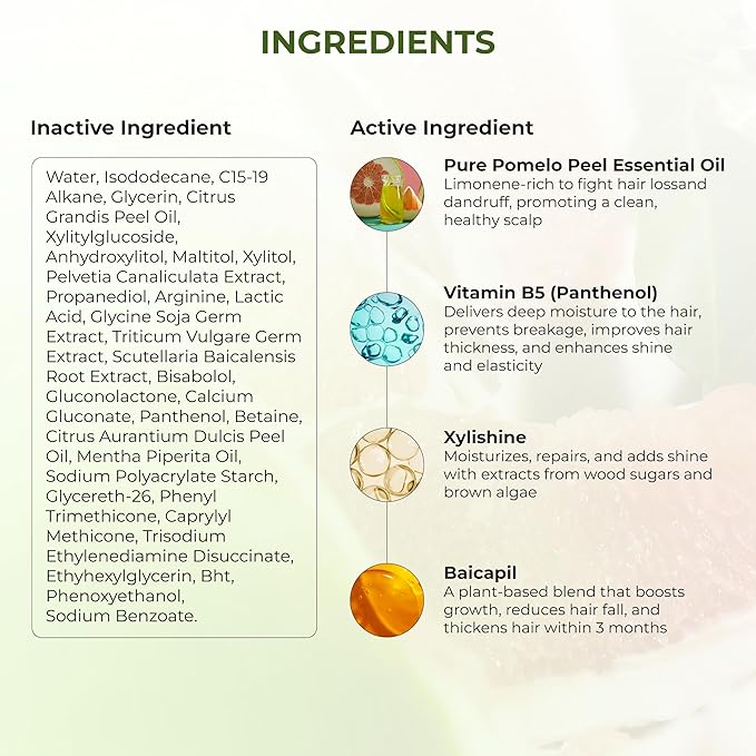 Cocoon Pomelo Grapefruit Oil Hair Tonic, Hair Growth Serum, Vegan Scalp Serum Treatment for Thinning, Damaged & Breakage Hair | Soften, Reduce Hair Loss & Promote Hair Growth | 4.73 fl oz