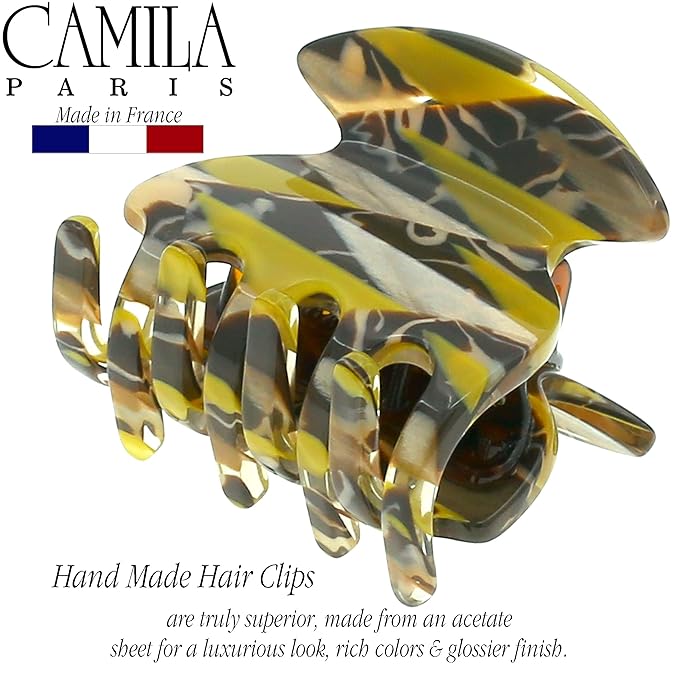 Camila Paris CP3181 French Hair Clip for Women, Handmade, Mustard, Small Girls Hair Claw Clips Jaw, Durable Styling Hair Accessories for Women, Strong Hold No Slip Grip, Made in France