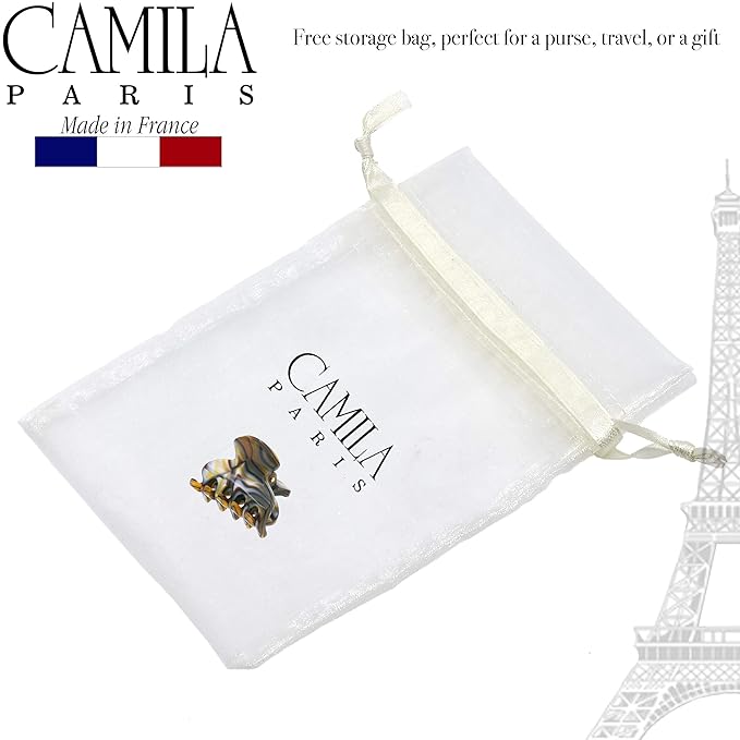 Camila Paris CP3067 French Hair Clip for Women, Handmade, Onyx, Small, Girls Hair Claw Clips Jaw, Durable Styling Hair Accessories for Women, Strong Hold No Slip Grip, Made in France