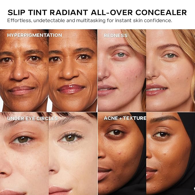 Saie Slip Tint Radiant Cream Concealer & All-Over Face Makeup - Concealer for Dark Circles, Redness & Blemishes - Lightweight Makeup Made with Hydrating Hyaluronic Acid - Shade 3 (0.17 oz)