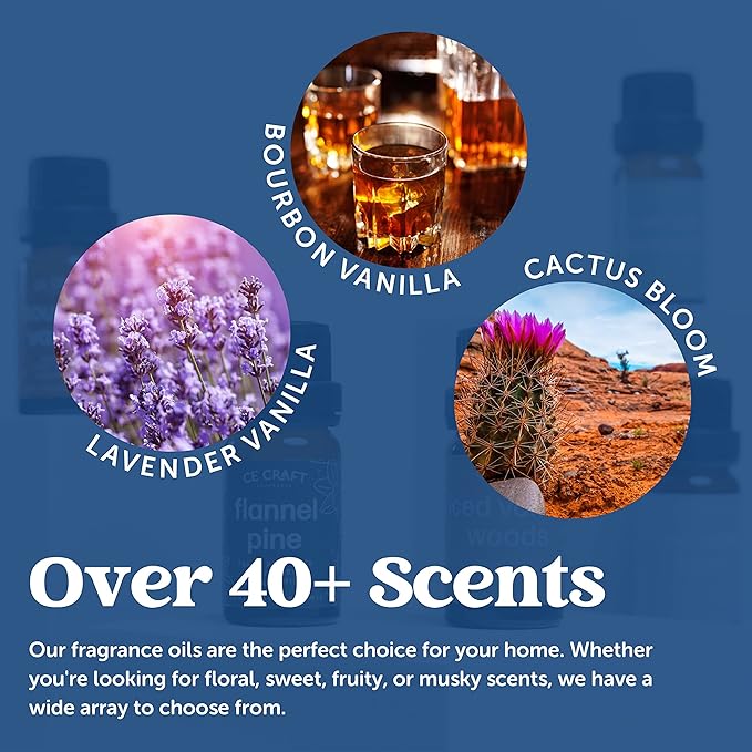 CANDECraftCo Premium Fragrance Oil – Diffuser Oils Fragrances Scented for Home, Candle Soap Making Supplies, Aromatherapy Blends for House (0.34 Fl Oz) (2-Pack, Bourboun Vanilla)