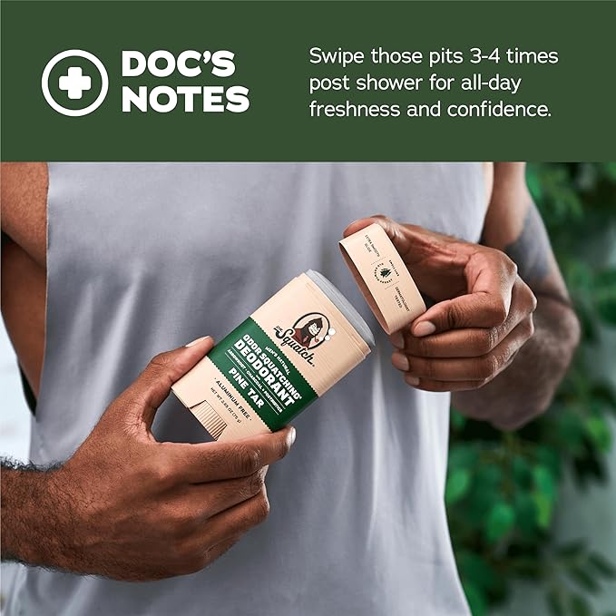 Dr. Squatch Natural Deodorant for Men - Odor-Squatching Aluminum Free - Pine Tar (2.65 oz, 3-Pack)