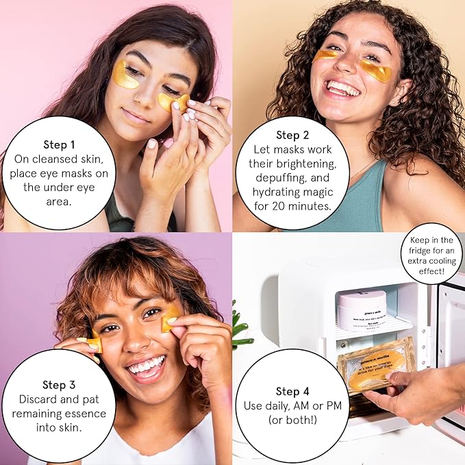 grace & stella Award Winning Under Eye Mask - Travel Essentials - Birthday Gifts for Women - Gel Eye Patches for Dark Circles, Puffy Eyes, Wrinkles, Undereye Bags - Vegan - Self Care (24 Pairs, Gold)