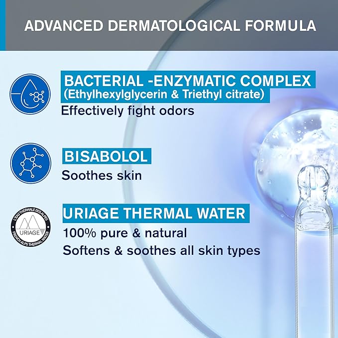 Uriage - Deodorant for Sensitive Skin 50ml, 1.69 oz- Daily Freshness - Aluminum-Free Formula - No alcohol - 24-Hour Odor Protection, Suitable for Sensitive Skin, No White Marks, Unisex Fresh Fragrance