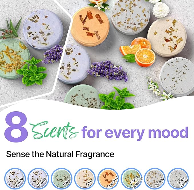 Shower Steamers Aromatherapy BLRIET 8 Pack Gifts for Women Stocking Stuffers Birthday Christmas White Elephant Gifts for Adults Her Mom Him Home Spa Gym Natural Essential Oil Travel Essentials