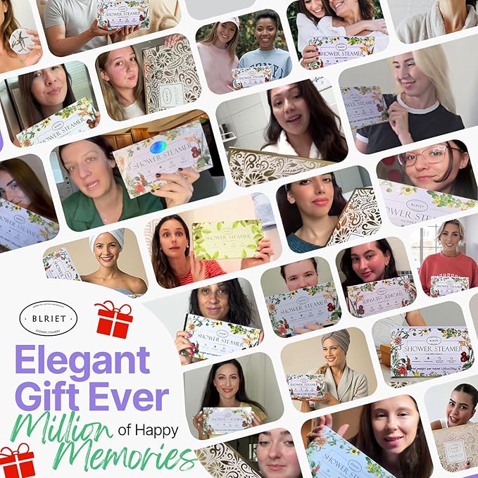 Shower Steamers Aromatherapy BLRIET 8 Pack Gifts for Women Stocking Stuffers Birthday Christmas White Elephant Gifts for Adults Her Mom Him Home Spa Gym Natural Essential Oil Travel Essentials