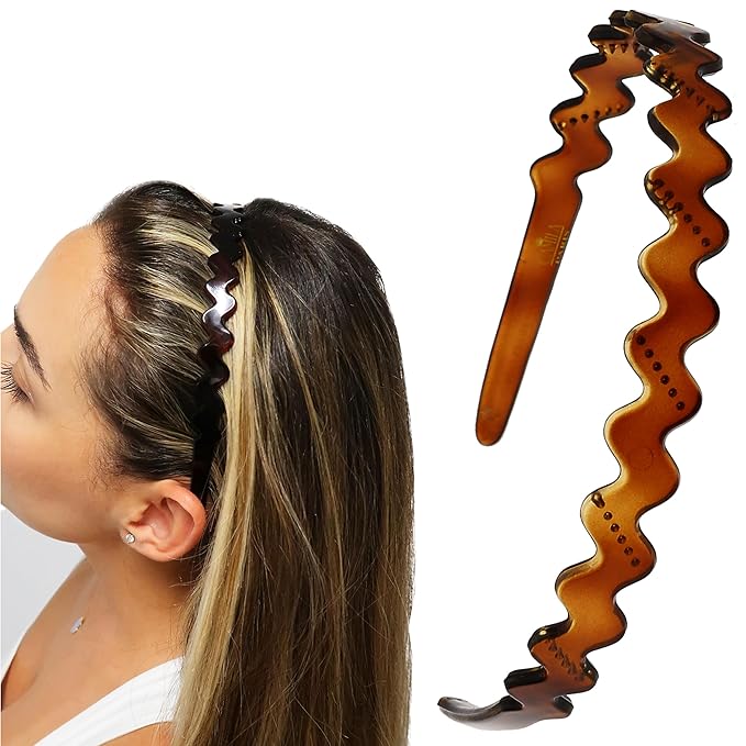 Camila Paris CP3881 French Headband for Women, Tortoise Shell, Strong Hold Grip Women's Hair Band, Ligth and Very Flexible, No Slip and Durable Styling Girls Hair Accessories, Made in France