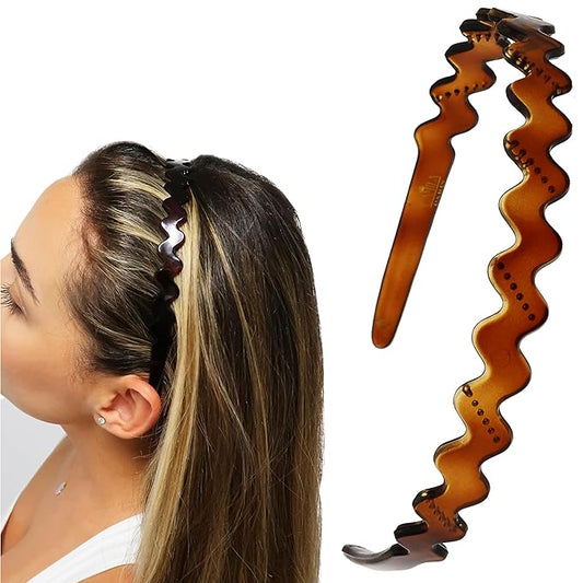 Camila Paris CP3881 French Headband for Women, Tortoise Shell, Strong Hold Grip Women's Hair Band, Ligth and Very Flexible, No Slip and Durable Styling Girls Hair Accessories, Made in France