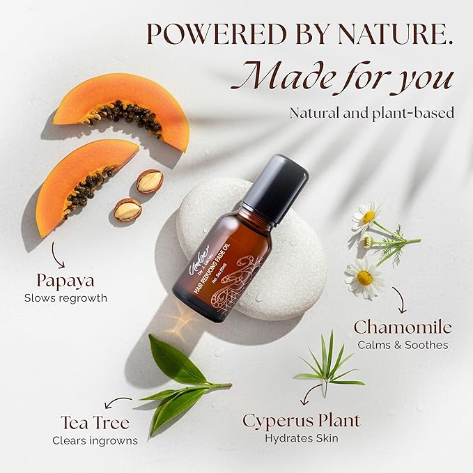 Umber By J. Lenay Hair Reducing Fade Oil - Sentive Strength (For sentive skin) Hair Growth Minimizer, Slow Down Facial Hair Growth for Women & Men, Hair Inhibitor Serum, Moisturizing & Soothing, 15ml