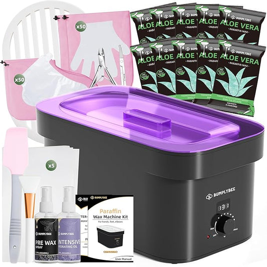 7000ml Paraffin Wax Machine for Hand and Feet-Black Hand Wax Paraffin Machine for Hands with 10pcs Aloe Vera Paraffin Bath Refills，Foot Care Kit,Moisturizing and Exfoliating