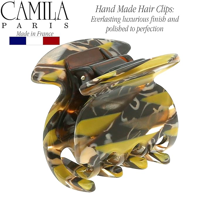 Camila Paris CP3181 French Hair Clip for Women, Handmade, Mustard, Small Girls Hair Claw Clips Jaw, Durable Styling Hair Accessories for Women, Strong Hold No Slip Grip, Made in France