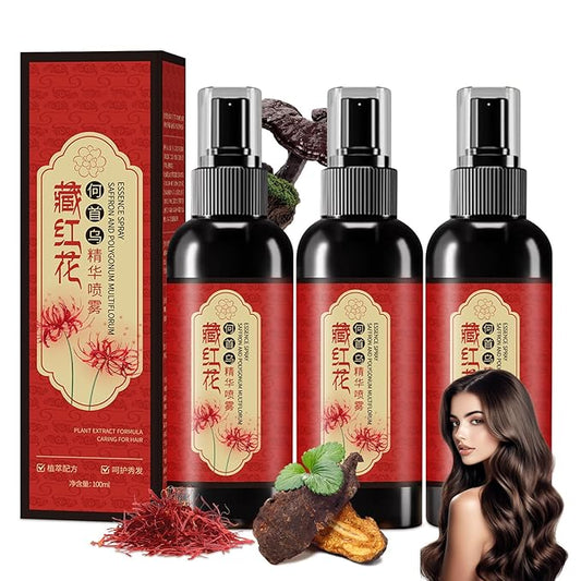 Saffron Hair Spray, Saffron Essence Spray for Hair Care, Nourishing Hair Care, Anti-Loss Root Strengthening, Improve Dryness and Frizz, Leaving Hairs Shiny Non-Frizzy (3 PCS)