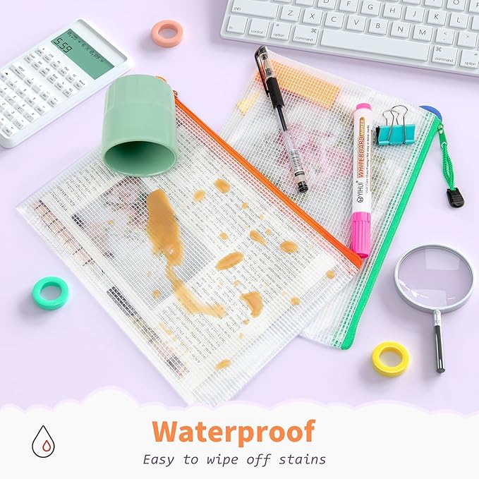 Umriox 12PCS Zipper Pouch, 9.5 x 7.1 in, Storage Bags with Zipper, Pencil Pouch for Office Supplies, Receipts, Cosmetics Travel Toiletries