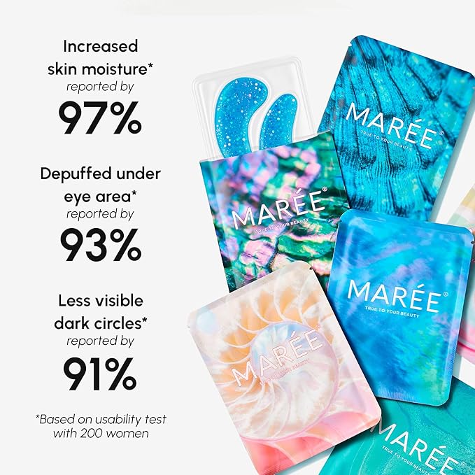 MAREE Eye Gels 2 PACK - Under Eye Patches for Puffy Eyes and Dark Circles with Natural Marine Collagen & Hyaluronic Acid - Anti-Aging Masks for Face to Soothe Puffiness