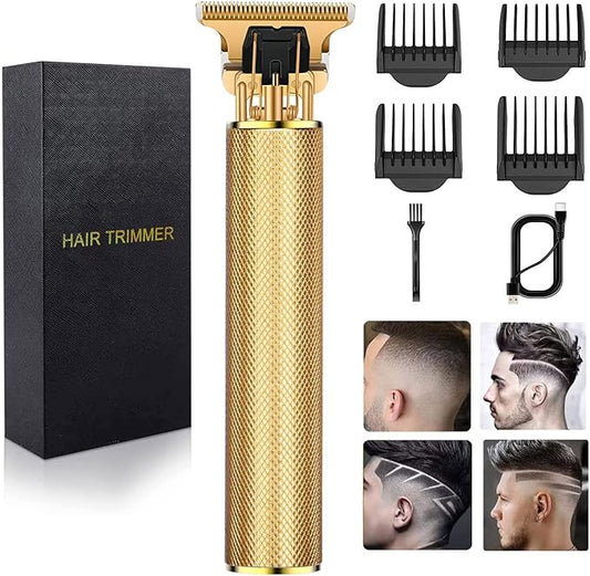 Hair Clippers for Mens Zero Gapped Cordless Hair Trimmer T-Blade Trimmer Professional Haircut & Grooming Kit Rechargeable Edgers Clippers Hair Trimmer Shaver Cutting Kit with LCD Display (Gold)