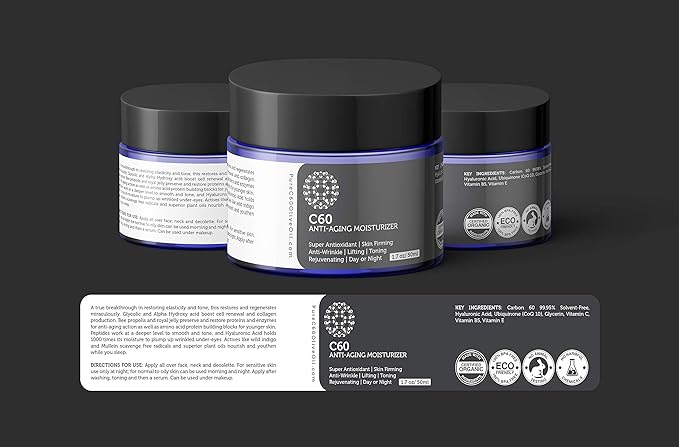 C60 Complete Skin Care Solution - Anti Aging Moisturizer, Mask, Eye Cream and Serum with Carbon 60 Superantioxidant - Brightening for Dark Spots, Even Skin Tone, Eye Area, Fine Lines & Wrinkles