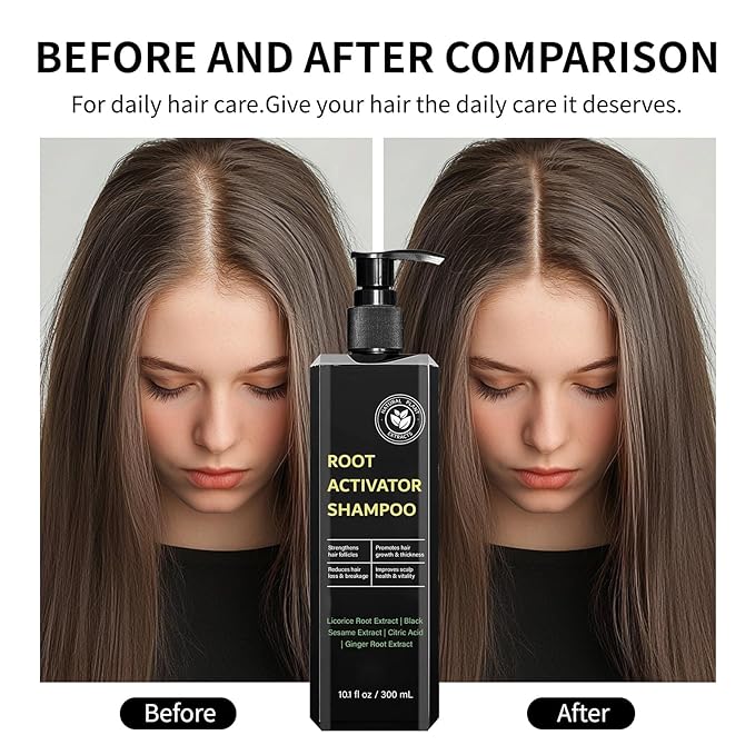 Root Activator Shampoo for Men & Women - Anti Hair Loss & Mens Hair Regrowth Shampoo with Natural Herbal Ingredients & Biotin - For Scalp Health & Cooling Sensation, 10.1 Fl Oz /300ml