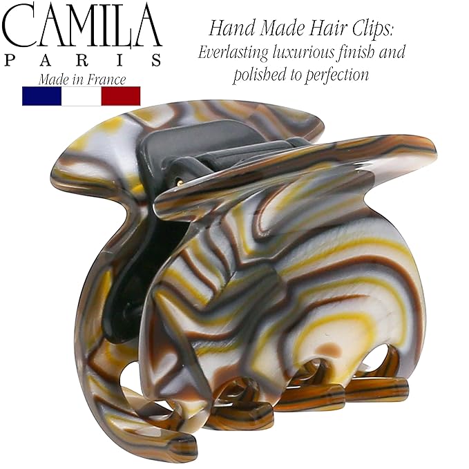 Camila Paris CP3180 French Hair Clip for Women, Handmade, Onyx, Small Girls Hair Claw Clips Jaw, Durable Styling Hair Accessories for Women, Strong Hold No Slip Grip, Made in France