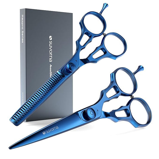 Suvorna Hair Cutting Scissors Professional with Thinning Shears for Hair | 2 Pcs Hair Shears | J2 Japanese Stainless Steel Professional Hair Scissors | 5.5" Hair Shear Professional.