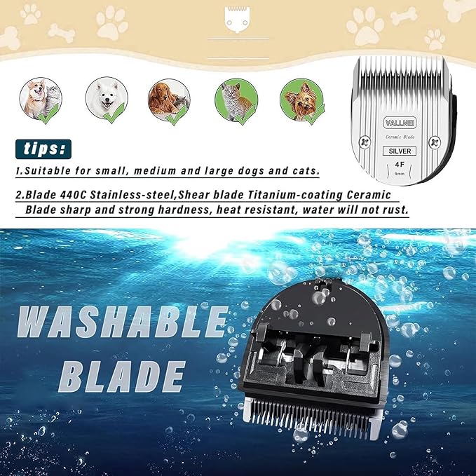 Detachable Adjustable Pet Dog Grooming Clipper 5-in-1 Blade Compatible with WAHL Professional Animal Blade Arco, Bravura, Chromado, Creativa, Figura, and Motion Pet, Dog, and Horse Clippers(4F)(2PACK)