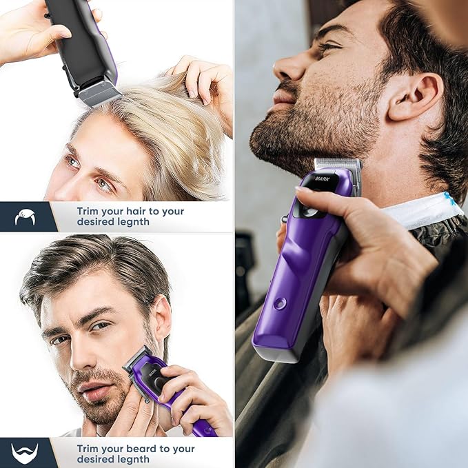 WMARK 2023 NG-9003 HighSpeed Professional Hair Clipper Microchipped Magnetic Motor10000 RPM 9V Motor with Charge Stand (NG-9003 Purple)