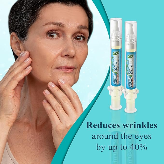 Elite Serum Rx - Anti Aging Under Eye Serum for Dark Circles and Puffiness with 7 Patented Peptides - Extra Strength Eye Lifting and Firming for Wrinkle Repair and Bags Treatment