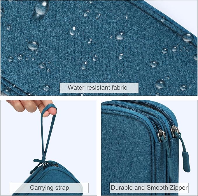 FYY Electronic Organizer, Travel Cable Organizer All-in-One Storage Bag Pouch Electronic Accessories Carry Case Portable Waterproof Double Layers for Cable, Cord, Charger, Phone, Earphone Green
