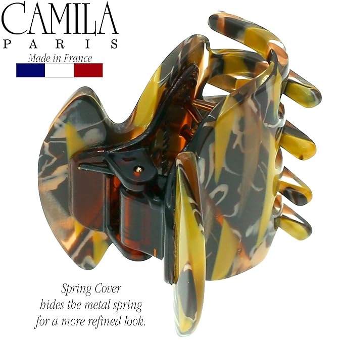 Camila Paris CP3181 French Hair Clip for Women, Handmade, Mustard, Small Girls Hair Claw Clips Jaw, Durable Styling Hair Accessories for Women, Strong Hold No Slip Grip, Made in France