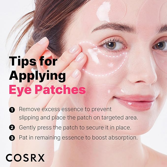 COSRX Pink Peptides Collagen Hydrogel Eye Patch for Puffy Eyes and Dark Circles, Under Eye Mask, 60 Under Eye Patches, Korean Skin Care, Stocking stuffers for women
