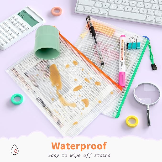 Umriox 24 Pack 12 Colors Small Zipper Pouch, 9.5" x 7.1"/A5 Size Mesh Bags with Zipper, mesh Bags for Puzzles Board Games and Office Supplies Travel Accessories