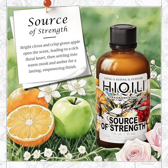 HIQILI Source of Strength Fragrance Oil for Diffuser, DIY Perfume, Candle, Soap Making, Long Lasting Crisp & Refreshing Scents - 1 Fl Oz