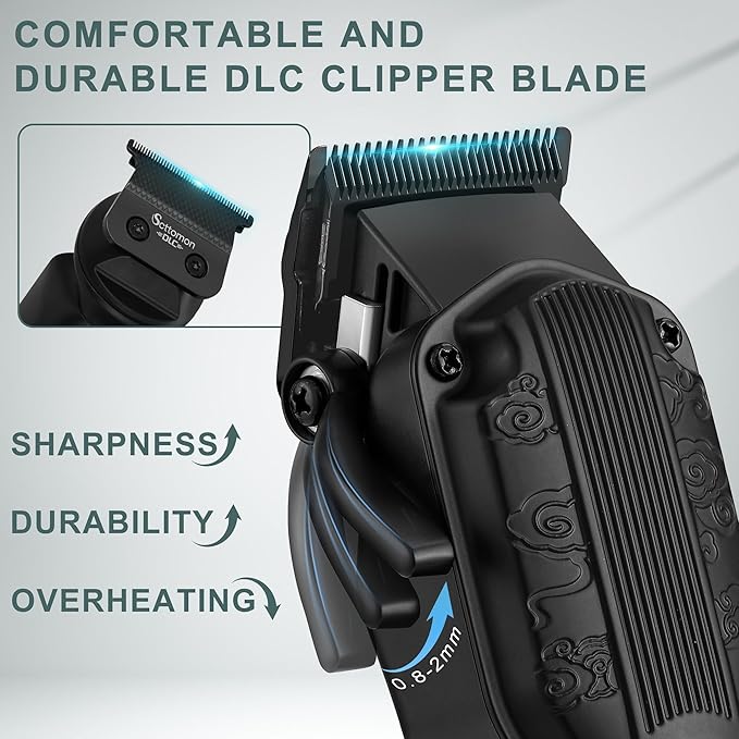 Professional Hair Clipper for Men Hair Cutting Kit Men's Beard Trimmer Hair Trimmer Shaver Cordless Barber Clippers and Trimmers Set Black
