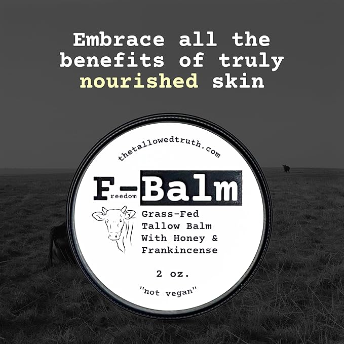 The Tallowed Truth F-Balm Tallow – Grass-fed, Grass-finished Tallow – 5 Ingredients Only – Canadian-made All Purpose Tallow Balm – Made in Canada – Tallow for Face & Body (2 oz (1-Pack), Original)