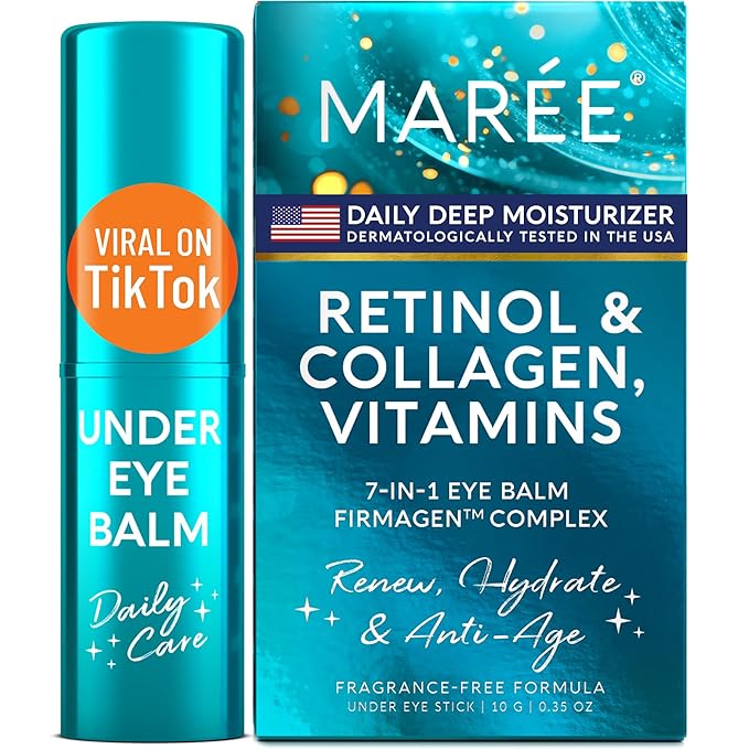 MAREE Under Eye Balm Stick with Retinol & Ceramide Complex – Facial Moisturizer for Dark Circles & Wrinkles – Under Eye Brightener Stick, Anti-Wrinkle Hydrating Face Skincare