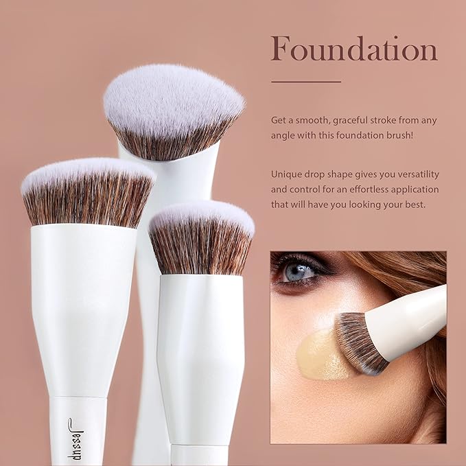 Jessup Make up Brushes 4pcs Face Makeup Brushes Set for Foundation Concealer Blush Contour Powder Highlighter, Pearl White T344