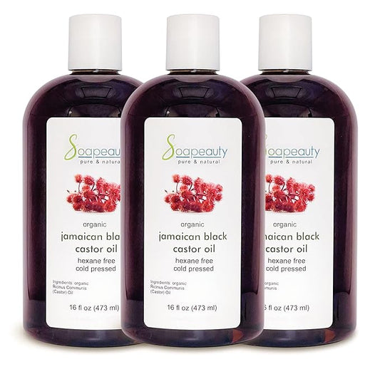 Soapeauty JAMAICAN BLACK CASTOR OIL Cold Pressed Unrefined | 100% Pure Natural Black Castor Oil Promotes Healthy Skin & Hair | Carrier Oil & Strengthens Nails | 48 fl oz (3 * 16 fl oz)