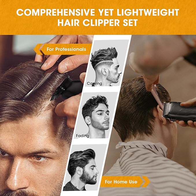 Hair Clippers for Men Professional, 7500Rpm Beard Trimmer, IPX6 Waterproof Electric Shavers 3 in 1 Hair Cutting Kit for Men, Cordless Barber Clipper Set with LED Display for Mens Gifts