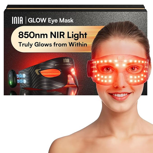 INIA Red Light Therapy Eye Mask for Under Eye Treatment & Rejuvenation - Skincare Device for Dark Circles, Wrinkles, Forehead Lines, Crow's Feet
