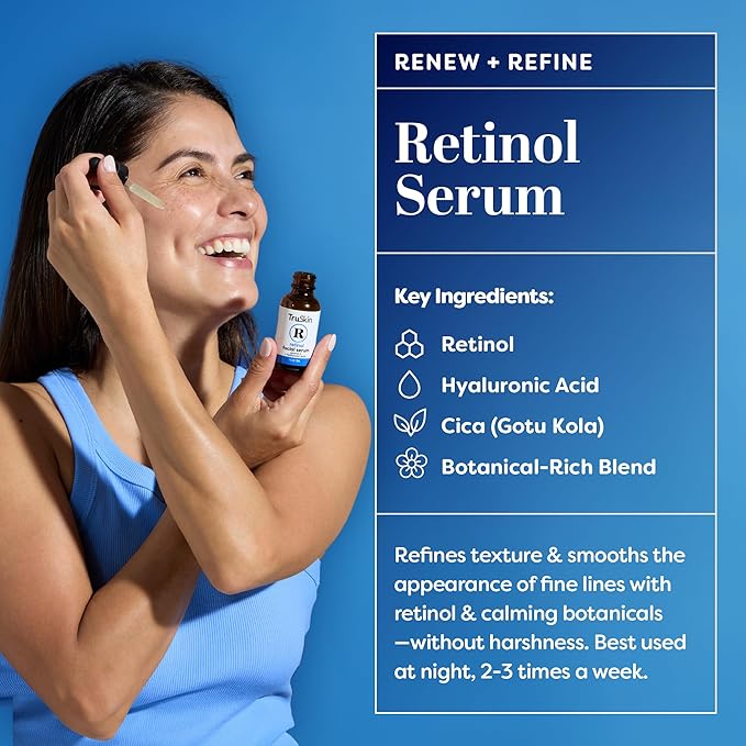 TruSkin Face Serum Trio – Vitamin C, Retinol & Hyaluronic Acid Anti-Aging Serums for Face – AM, PM & All-Day Skincare Routine – Brightening, Smoothing & Hydrating Facial Serums, 1 fl oz Each