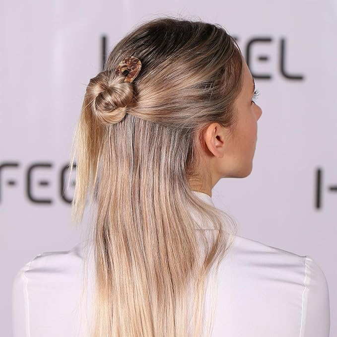 French Hair Pins U Shape Updo Hair Forks 2 Prong Bun Twist Chignon Stick Clips for Women Hair Accessories, 3 Pcs (Green,Tortoise,Brown Floral)