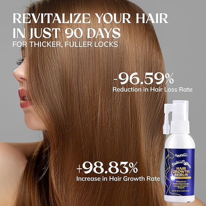 Hair Growth Spray, Rice Water & Biotin & Caffeine, Hair Growth Serum for Men & Women, Hair Oils for Hair Growth -Longer, Fuller Hair, Enriched with Seven Herbal Extracts 2.03 Fl Oz (Pack of 1)