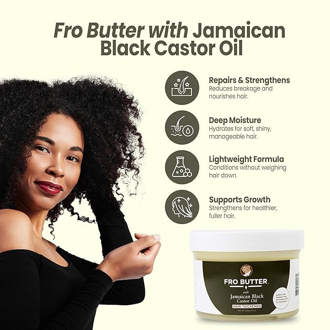 Jamaican Castor Oil Hair Thickener Treatment, Nourishing Extracts for Fast Hair Restoration, Shedding and Thinning Hair, Men and Women, Black