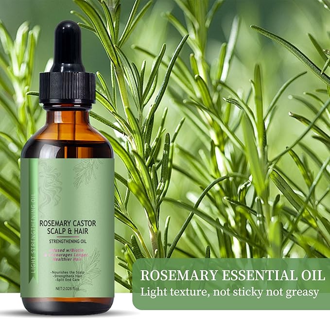 Venrock Rosemary Castor Hair Oil - Biotin Infused Scalp & Hair Strengthening Oil for Nourishing Scalp, Repairing Split Ends & Encouraging Longer, Healthier Hair | Lightweight Daily Hair Care