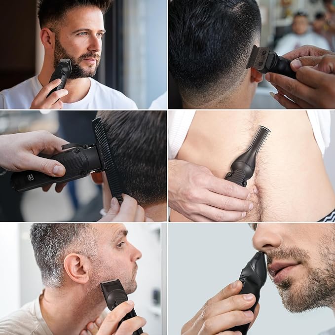 Professional Hair Clipper for Men Hair Cutting Kit Men's Beard Trimmer Hair Trimmer Shaver Cordless Barber Clippers and Trimmers Set Black