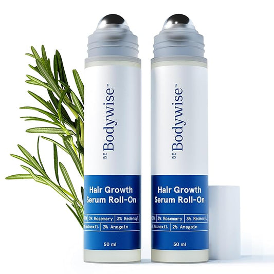 Be Bodywise 3% Redensyl & Rosemary Hair Growth Serum (Roll On) | Pack of 2 |with 2% Anagain | Thicker & Stronger Hair | Prevents Hairfall & Stimulates Hair Follicles | For All Hair Types | 100ml