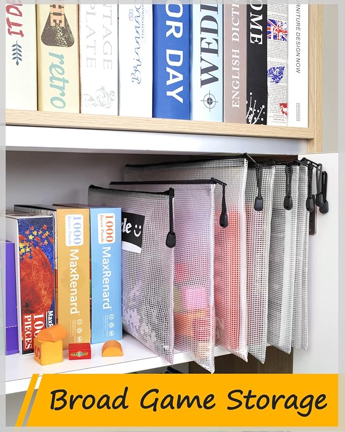 SUNEE Plastic Mesh Zipper Pouch 10x14 in (Black, 18 Packs),Extra Large Water-Resistant Zip Bag for School Office Supplies, Puzzles & Games Organizing Storage