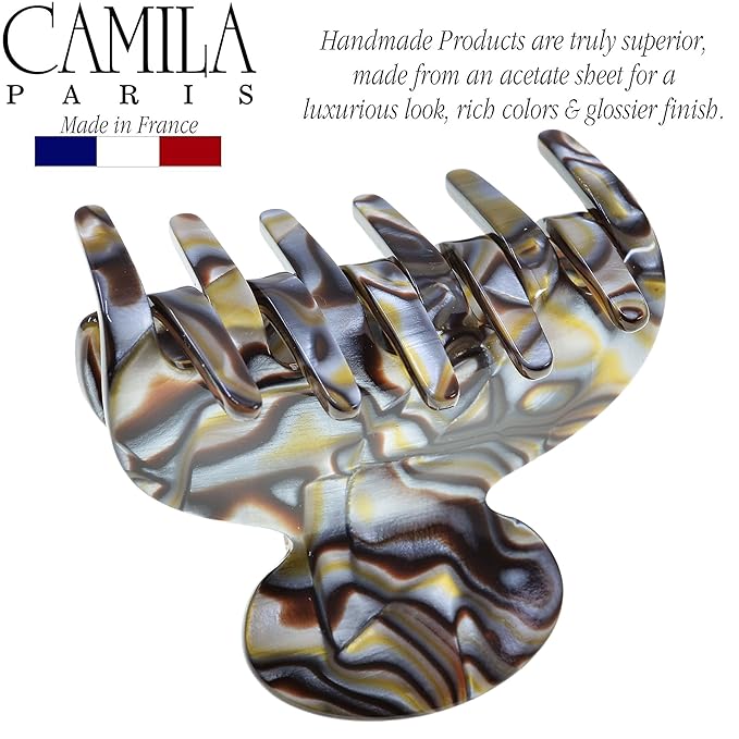 Camila Paris CP3061 French Hair Clip for Women, Handmade, Onyx, Small, Girls Hair Claw Clips Jaw, Durable Styling Hair Accessories for Women, Strong Hold No Slip Grip, Made in France