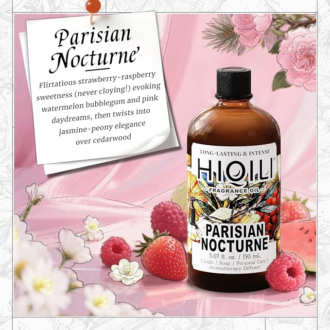 HIQILI Parisian Nocturne Fragrance Oil for Diffuser, Inspired by YL's M.on Paris, Candle & Soap & Perfume Balm Making, Sweet Notes, Long-Lasting Aroma - 5.07 Fl Oz
